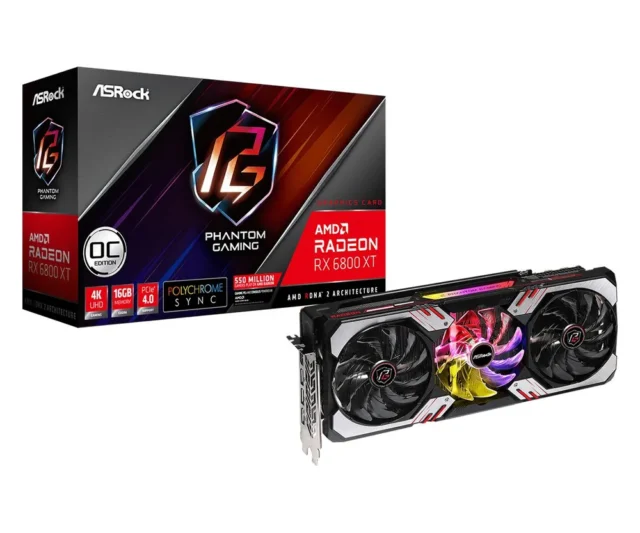 ASRock Видеокарта Radeon RX 6800 XT Phantom Gaming D OC 16 ГБ (RX6800XT PGD 16GO)