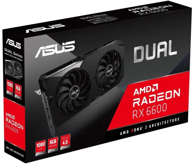 ASUS Видеокарта 8 ГБ (ASUS DUAL Radeon RX6600 DUAL-RX6600-8G 8GB) — изображение 2