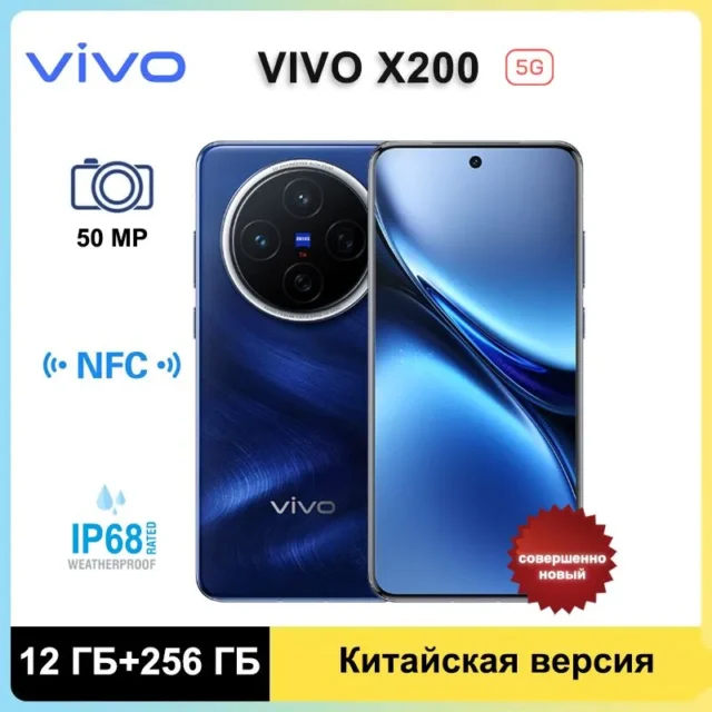 vivo Смартфон Vivo X200 5G Поддержка русского языка,Google Play + NFC 50 МП Аккумулятор емкостью 5800 мАч 12/256 ГБ, синий — изображение 3