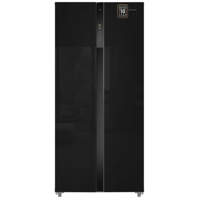 Weissgauff Холодильник Двухкамерный, Двухдверный, Side by Side WSBS 500 Inverter NoFrost Black Glass, Полный No Frost, ИНВЕРТОР, Мощность замораживания 12 кг сутки, Сенсорное управление, Цифровой дисплей, LED освещение, Большой общий объём 500 л, Тихий режим работы, A+, черный, зеркальный — изображение 12