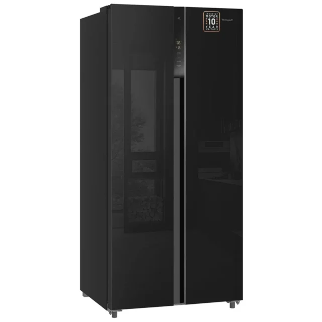 Weissgauff Холодильник Двухкамерный, Двухдверный, Side by Side WSBS 500 Inverter NoFrost Black Glass, Полный No Frost, ИНВЕРТОР, Мощность замораживания 12 кг сутки, Сенсорное управление, Цифровой дисплей, LED освещение, Большой общий объём 500 л, Тихий режим работы, A+, черный, зеркальный — изображение 14