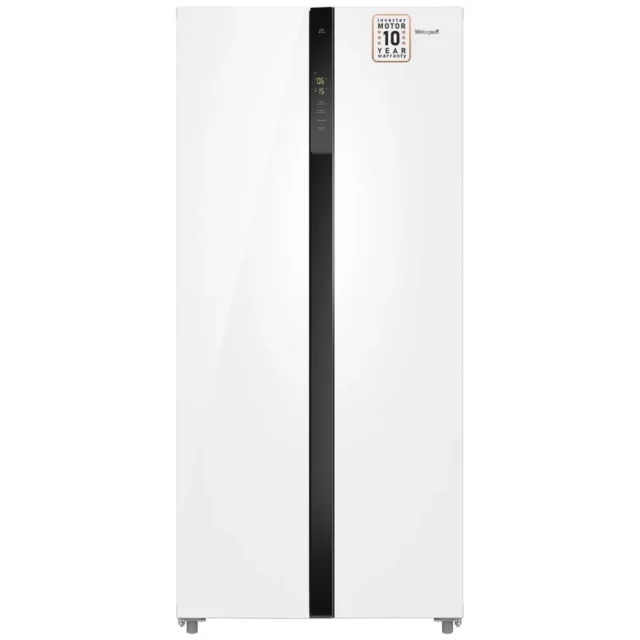 Weissgauff Холодильник Двухкамерный, Двухдверный, Side by Side WSBS 500 Inverter NoFrost White Glass, Полный No Frost, ИНВЕРТОР, Мощность замораживания 12 кг сутки, Сенсорное управление, Цифровой дисплей, LED освещение, Большой общий объём 500 л, Тихий режим работы, A+, белый, зеркальный — изображение 14