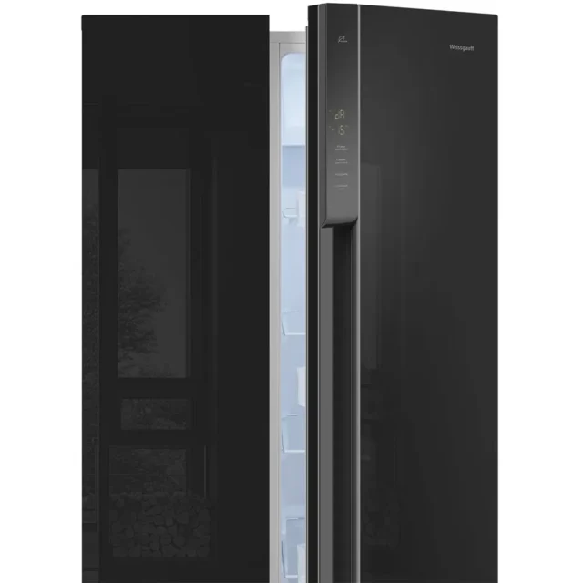 Weissgauff Холодильник Двухкамерный, Двухдверный, Side by Side WSBS 500 Inverter NoFrost Black Glass, Полный No Frost, ИНВЕРТОР, Мощность замораживания 12 кг сутки, Сенсорное управление, Цифровой дисплей, LED освещение, Большой общий объём 500 л, Тихий режим работы, A+, черный, зеркальный — изображение 21