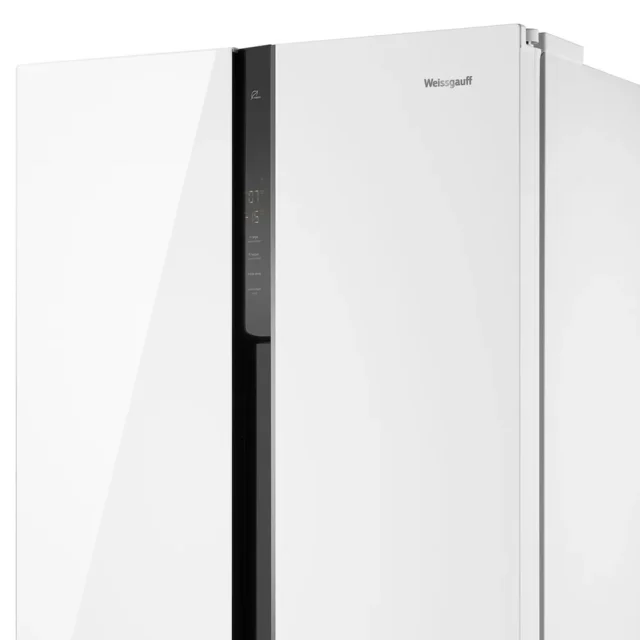 Weissgauff Холодильник Двухкамерный, Двухдверный, Side by Side WSBS 500 Inverter NoFrost White Glass, Полный No Frost, ИНВЕРТОР, Мощность замораживания 12 кг сутки, Сенсорное управление, Цифровой дисплей, LED освещение, Большой общий объём 500 л, Тихий режим работы, A+, белый, зеркальный — изображение 20