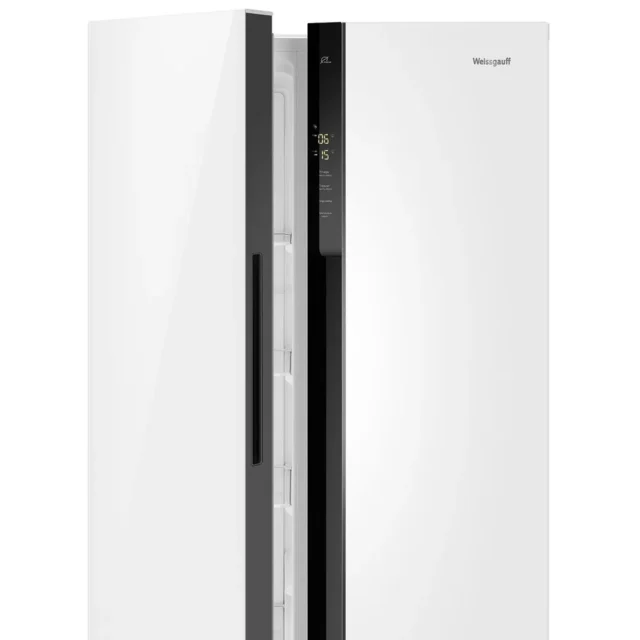 Weissgauff Холодильник Двухкамерный, Двухдверный, Side by Side WSBS 500 Inverter NoFrost White Glass, Полный No Frost, ИНВЕРТОР, Мощность замораживания 12 кг сутки, Сенсорное управление, Цифровой дисплей, LED освещение, Большой общий объём 500 л, Тихий режим работы, A+, белый, зеркальный — изображение 23